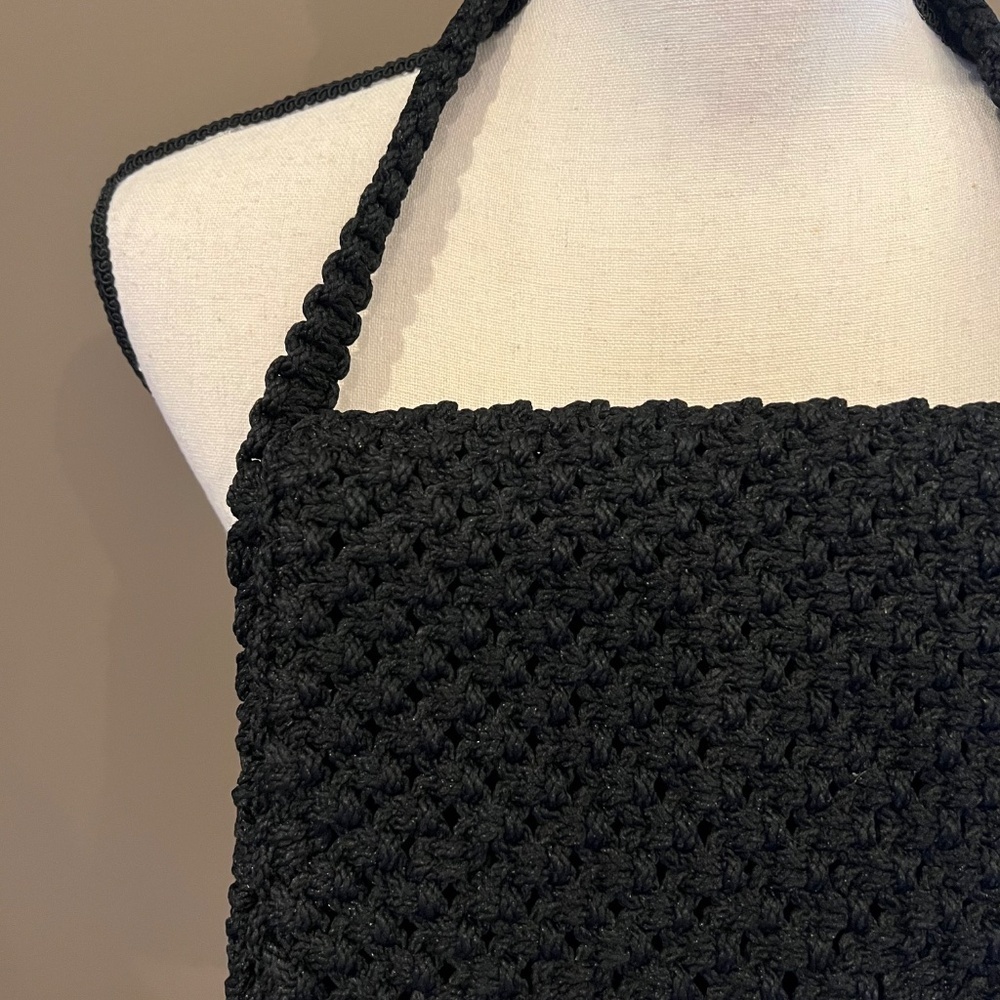 Woman's Small Black Crochet Handbag - Picture 4 of 10
